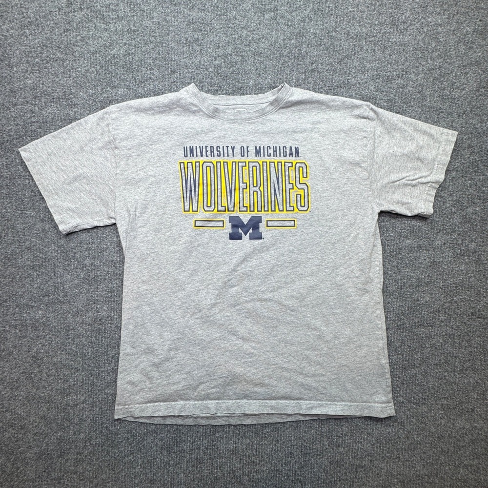 ProEdge Mens XL Gray University of Michigan Wolverines Short Sleeve T Shirt